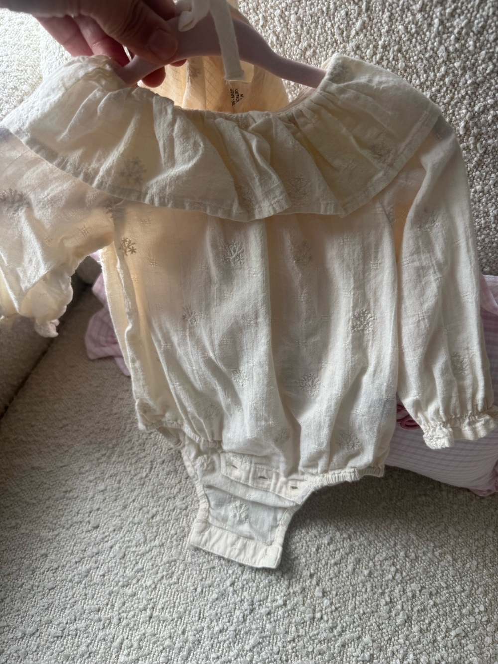 Zara Cream Ruffled Collar Baby Bodysuit